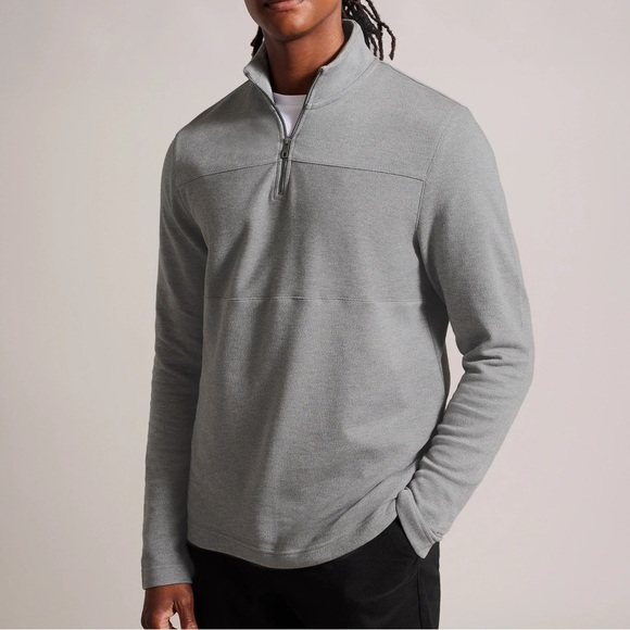 Ted Baker London Other - Ted Baker London Sz 5 US XL Long Sleeve Textured Panel Half Zip Grey Sweater